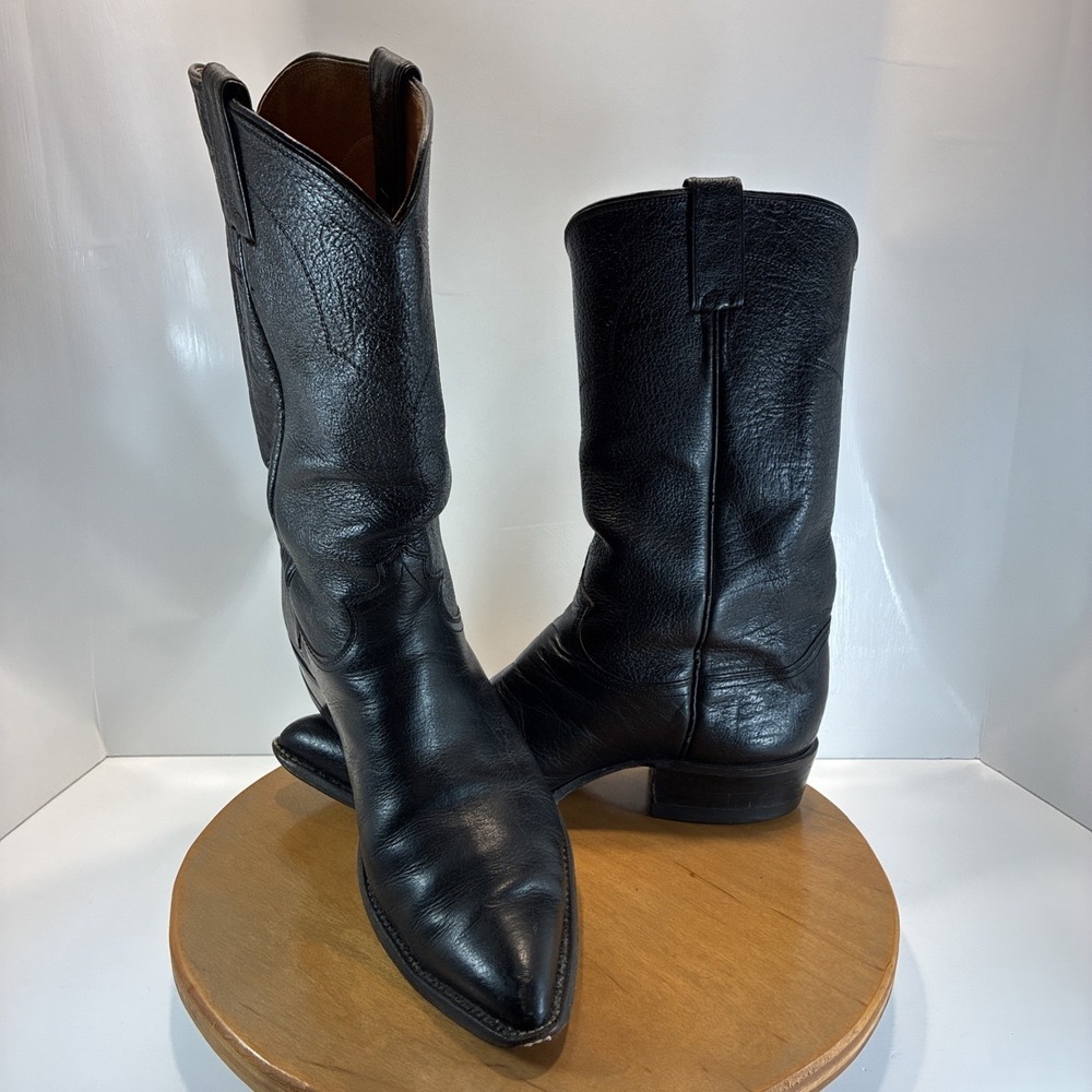VTG Men's 9 D Justin 7035 Leather Cowboy Western Stove Pipe Rockabilly Boots